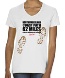 Northumberland Coast Path 'Sore Feet' women's v-neck fitted t-shirt