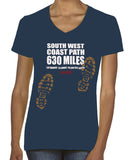 South West Coast Path 'Sore Feet' women's v-neck fitted t-shirt