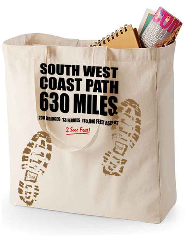 South West Coast Path 'Sore Feet' canvas shopping bag