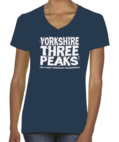 Yorkshire Three Peaks women's v-neck fitted t-shirt